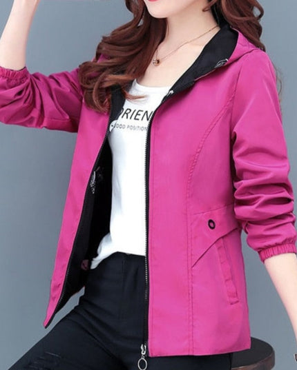 Damska kurtka przejściowa przeciwdeszczowa z kapturem