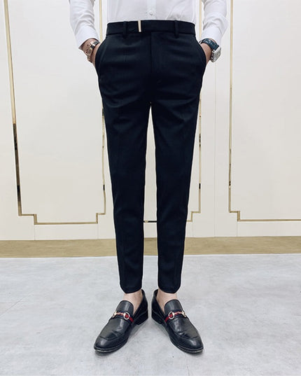 Męskie spodnie eleganckie chinosy z ozdobnym paskiem