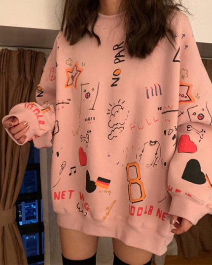 Damska bluza z nadrukami odręcznych rysunków