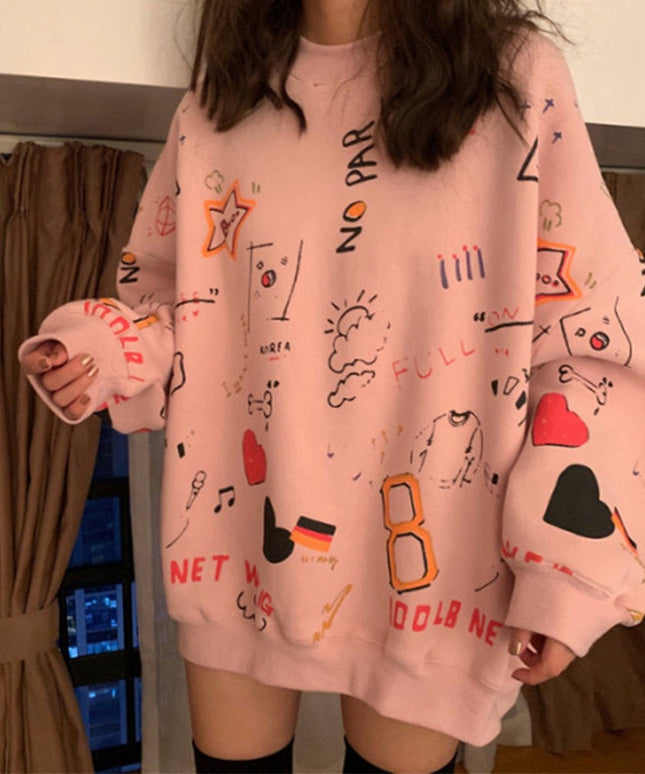 Damska bluza z nadrukami odręcznych rysunków