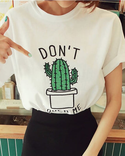 Damski T-shirt z nadrukiem ze wzorem kaktusa