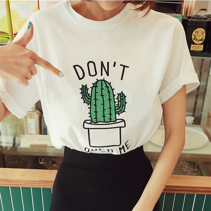 Damski T-shirt z nadrukiem ze wzorem kaktusa