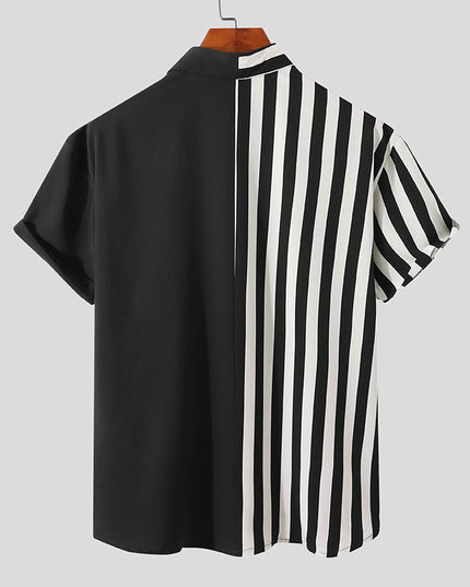 Męska koszula letnia dwukolorowa w paski