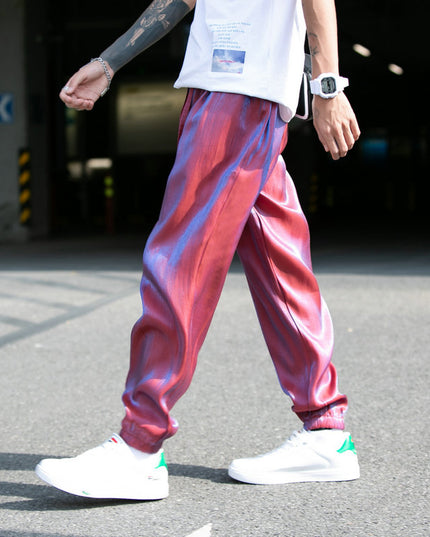 Męskie spodnie treningowe z połyskującej tkaniny