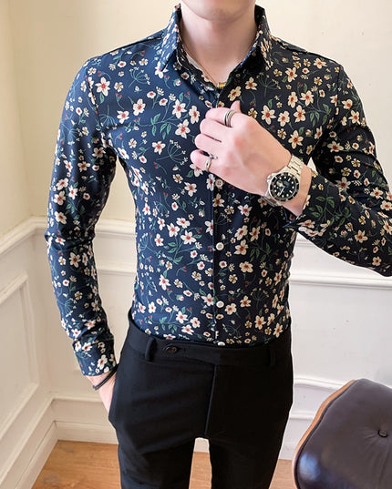Męska koszula o dopasowanym kroju w kwiaty