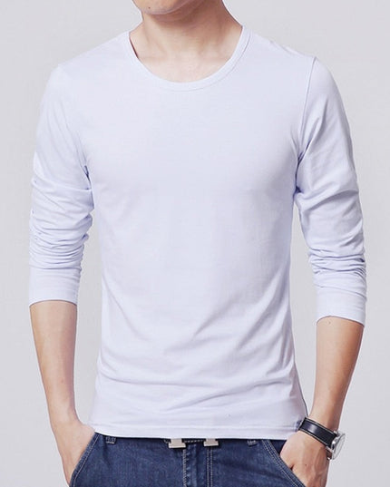 Męska koszulka z długim rękawem klasyczna z okrągłym dekoltem