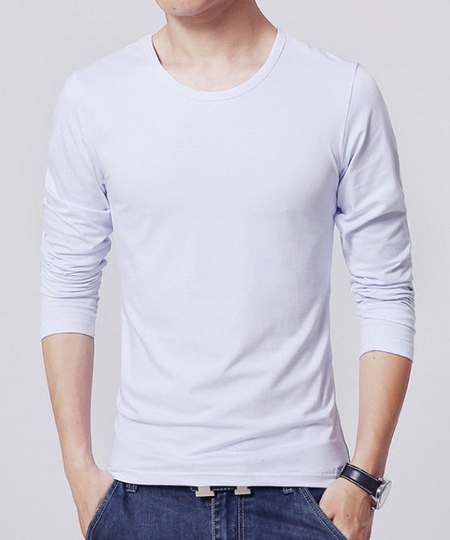 Męska koszulka z długim rękawem klasyczna z okrągłym dekoltem