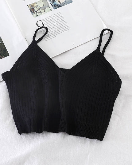 Damski crop top dzianinowy na ramiączkach