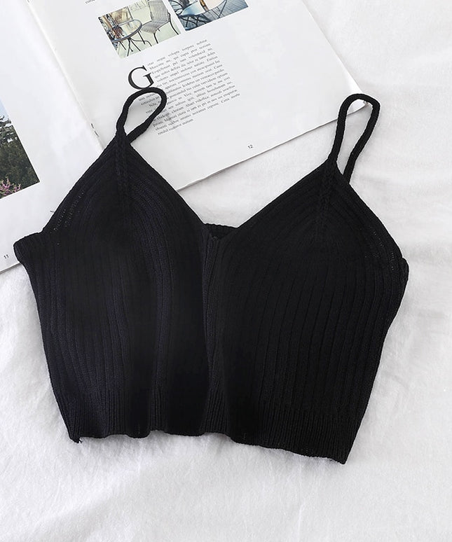 Damski crop top dzianinowy na ramiączkach