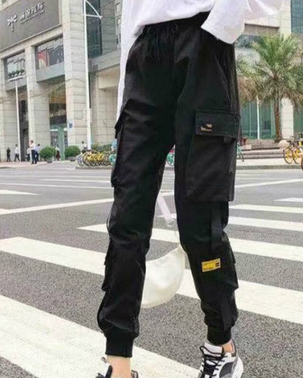 Damskie spodnie cargo z wysokim stanem