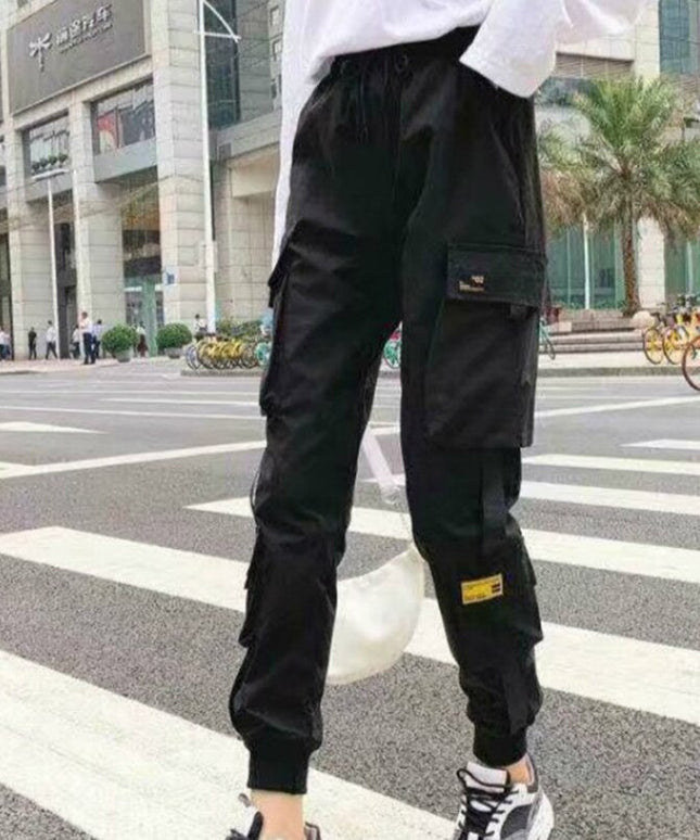 Damskie spodnie cargo z wysokim stanem