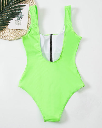 Damski strój kąpielowy jednoczęściowy w kolorze fluorescencyjnym
