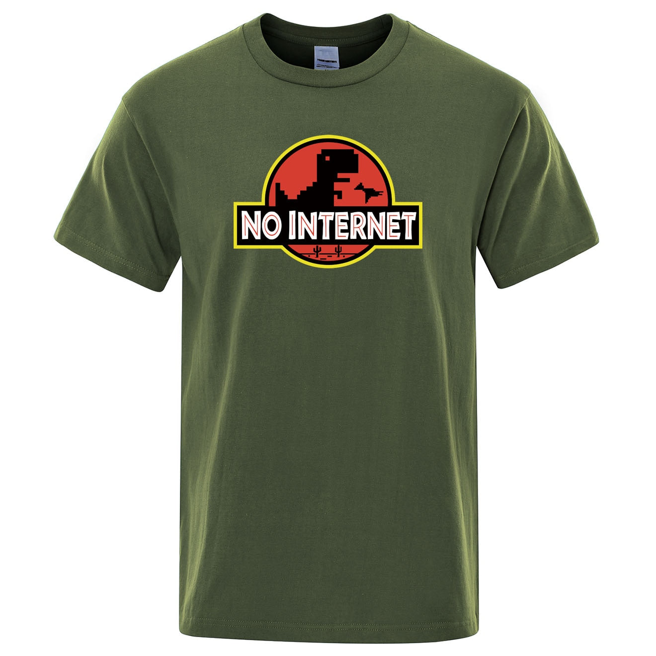 Męski T-shirt z napisem "NO INTERNET"