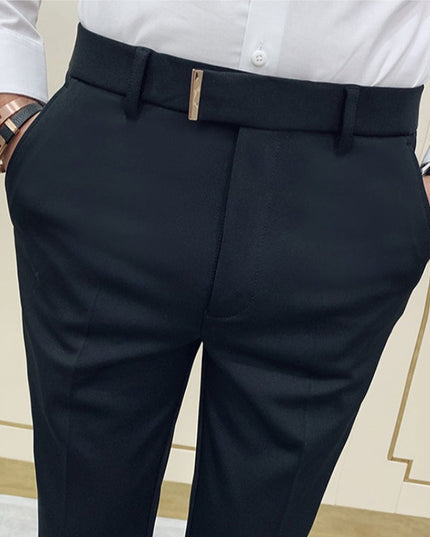 Męskie spodnie eleganckie chinosy z ozdobnym paskiem