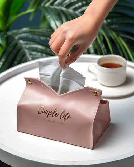 Pudełko na chusteczki skórzane z napisem