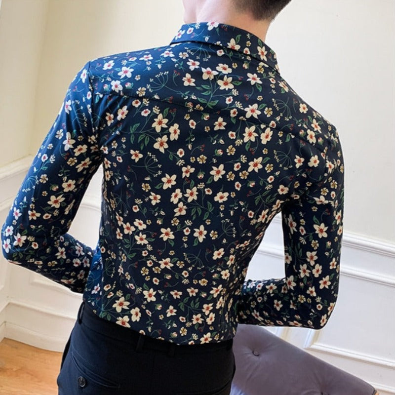 Męska koszula o dopasowanym kroju w kwiaty