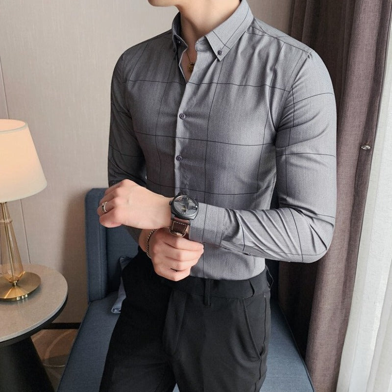 Męska koszula dopasowana w kratę