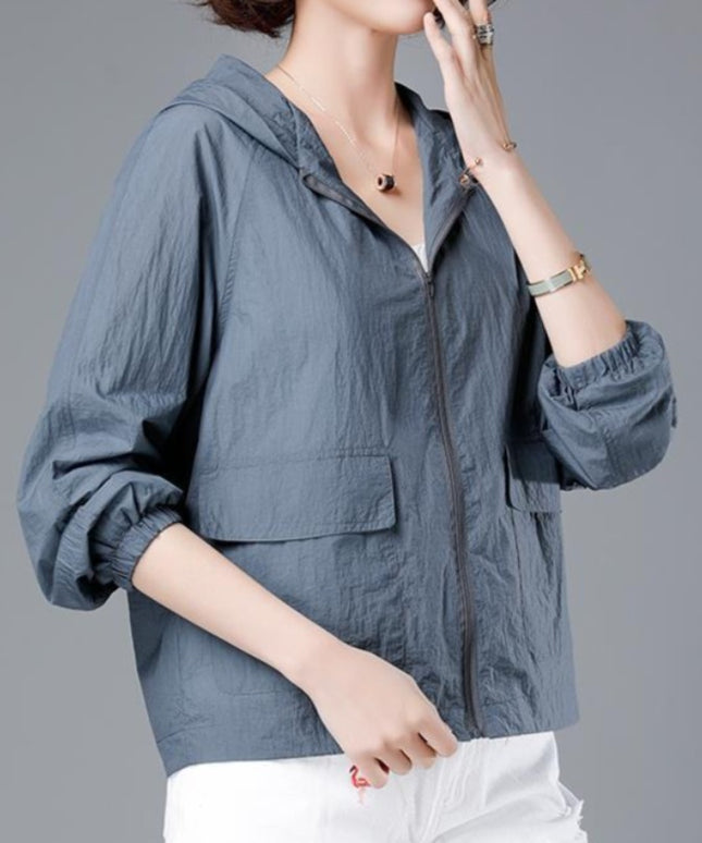 Damska kurtka przejściowa przeciwdeszczowa cienka z kapturem