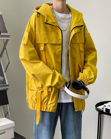 Męska kurtka przejściowa luźna z kapturem