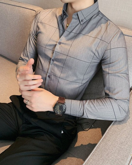 Męska koszula dopasowana w kratę