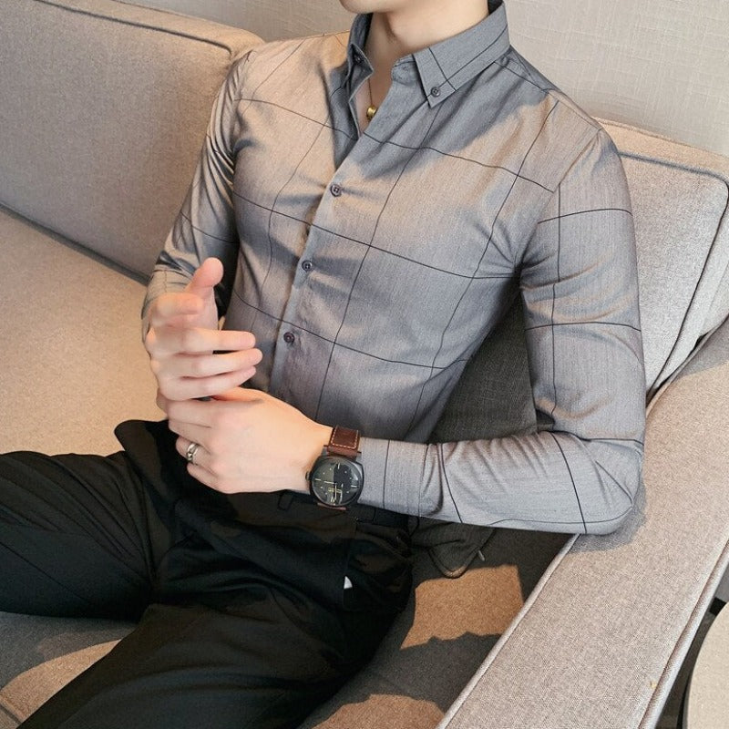 Męska koszula dopasowana w kratę