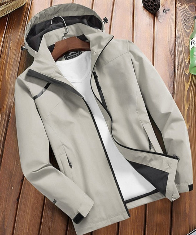 Damska kurtka przejściowa przeciwdeszczowa z kapturem o prostym kroju