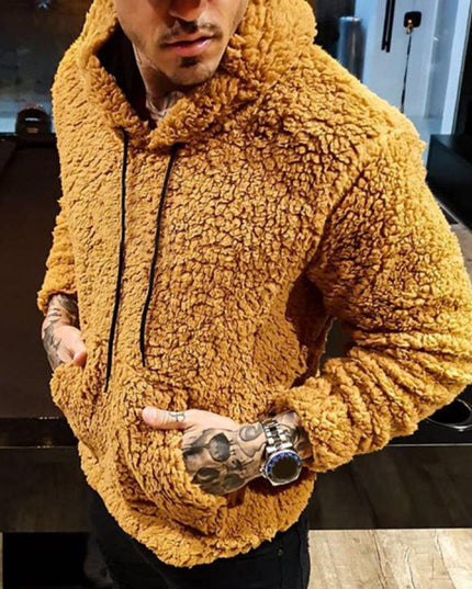 Męska bluza polarowa nierozpinana z kieszeniami i kapturem