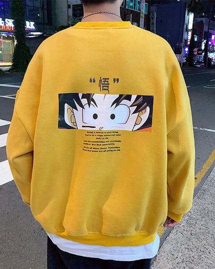 Męska bluza oversize z nadrukiem anime na plecach