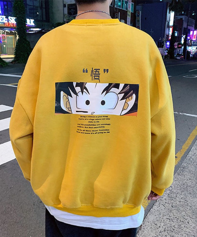 Męska bluza oversize z nadrukiem anime na plecach