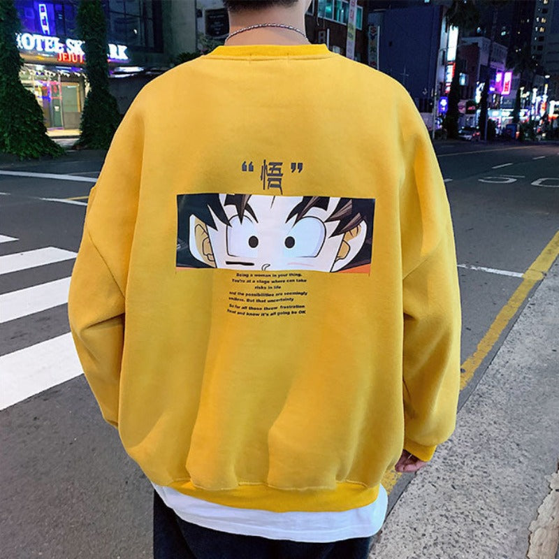 Męska bluza oversize z nadrukiem anime na plecach