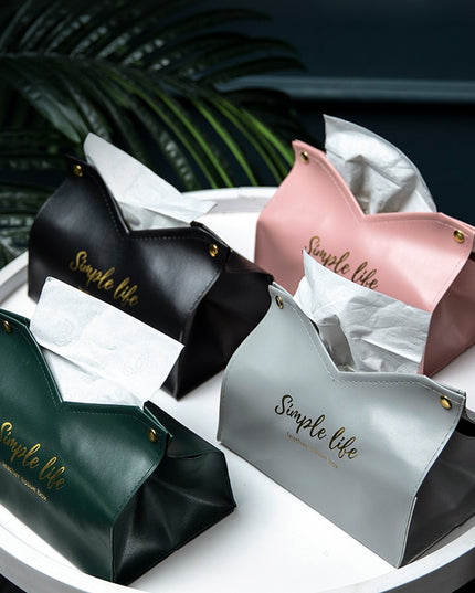 Pudełko na chusteczki skórzane z napisem