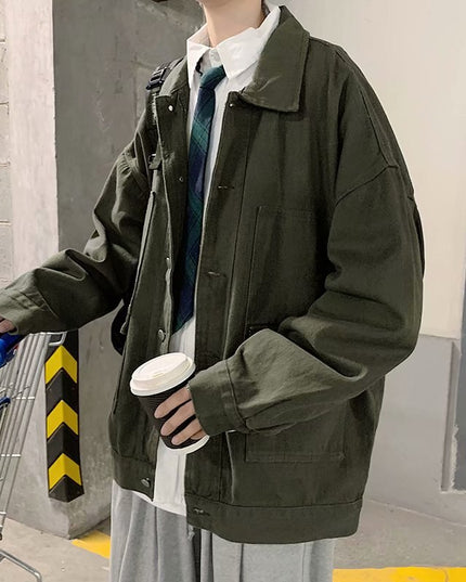 Męska kurtka jeansowa oversize z dużymi kieszeniami