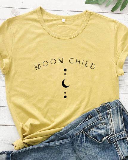 Damski T-shirt z napisem MOON CHILD