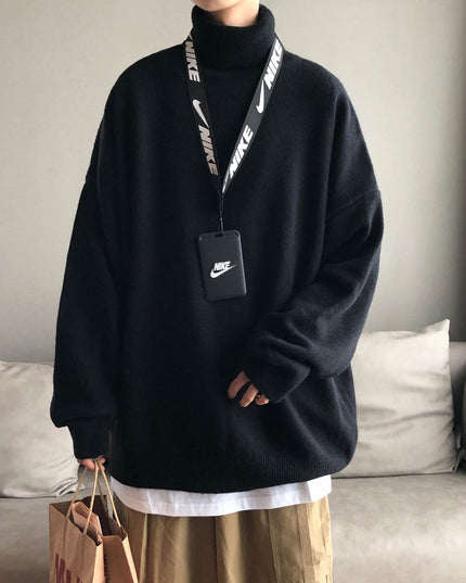 Męski sweter typu golf o luźnym fasonie