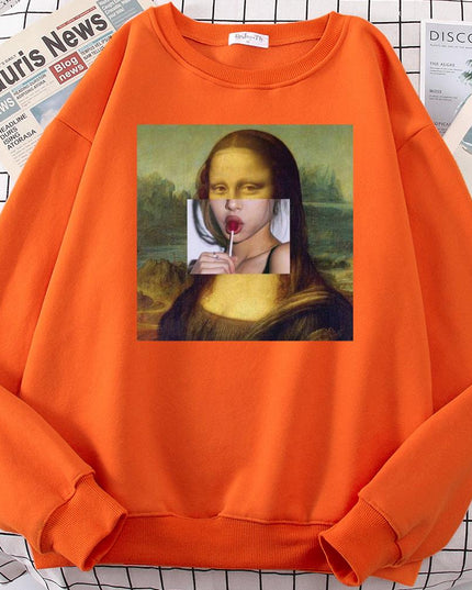 Męska bluza bez kaptura z nadrukiem Mona Lisy