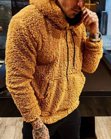 Męska bluza polarowa nierozpinana z kieszeniami i kapturem