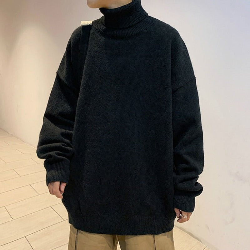 Męski sweter typu golf o kroju oversize
