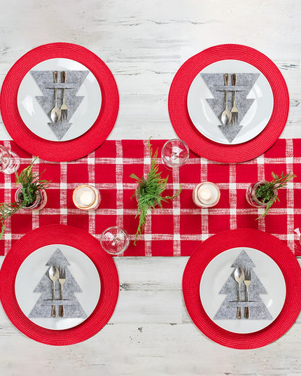 Świąteczne pokrowce na sztućce z filcu o kształcie choinki (4szt)