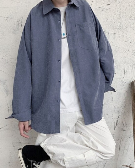 Męska koszula gładka o kroju oversize