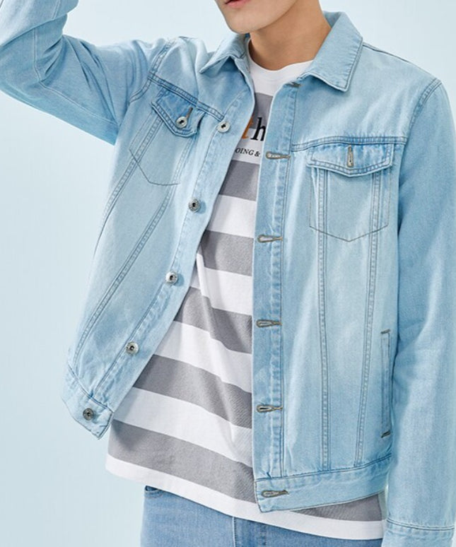 Męska kurtka jeansowa klasyczna o luźnym kroju