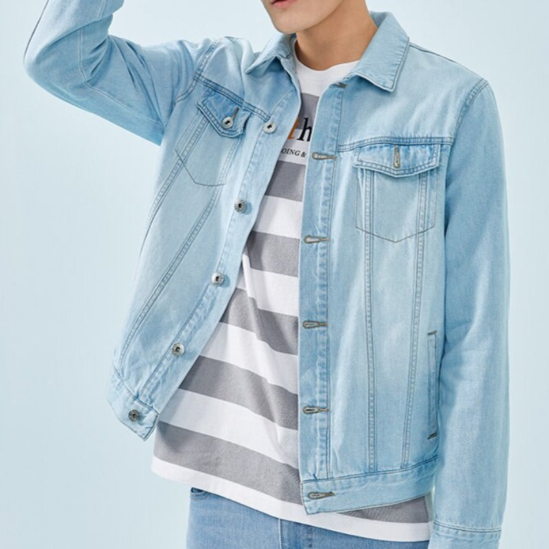 Męska kurtka jeansowa klasyczna o luźnym kroju