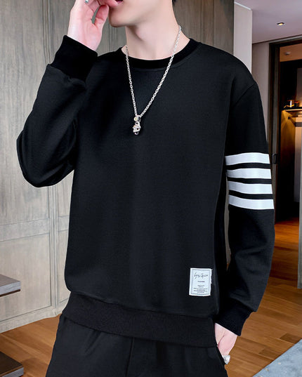 Męska bluza bez kaptura z paskami na rękawie