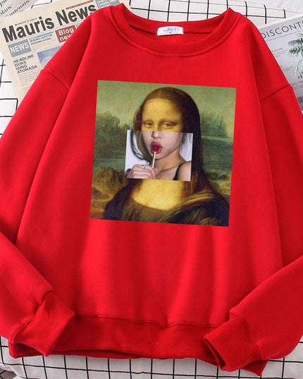Męska bluza bez kaptura z nadrukiem Mona Lisy