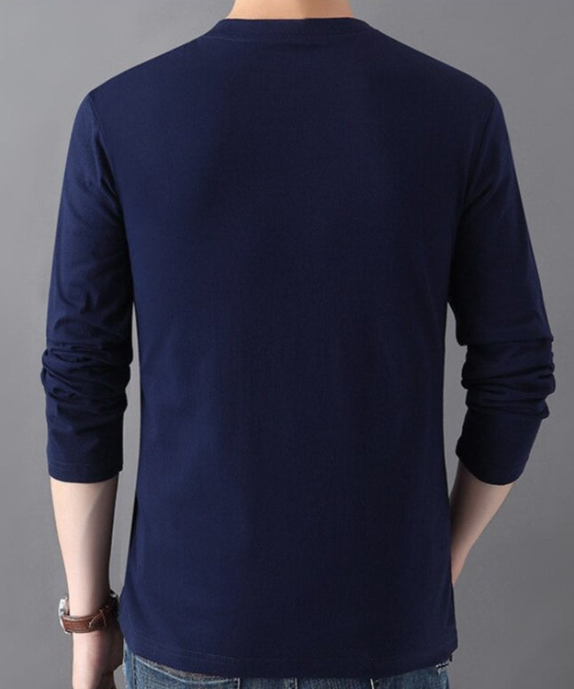 Męska koszulka z długim rękawem o prostym kroju z okrągłym dekoltem