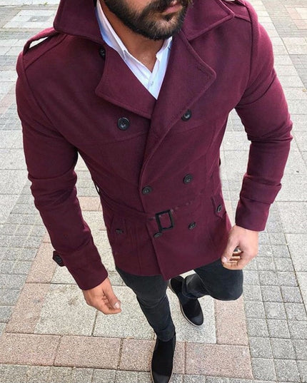 Męski płaszcz klasyczny z paskiem