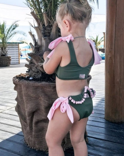 Strój kąpielowy dwuczęściowy bikini dla dziewczynek z kokardkami