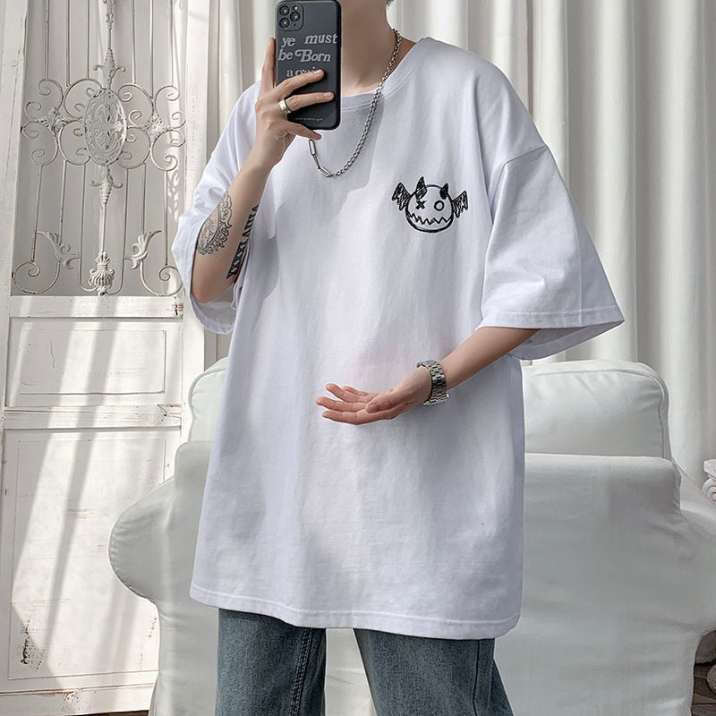Męski T-shirt oversize z nadrukiem na plecach