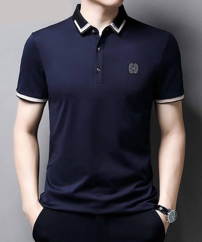 Męska koszulka polo z ozdobnym kołnierzykiem