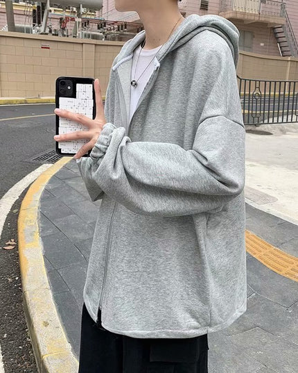 Męska bluza oversize z kapturem zapinana na suwak