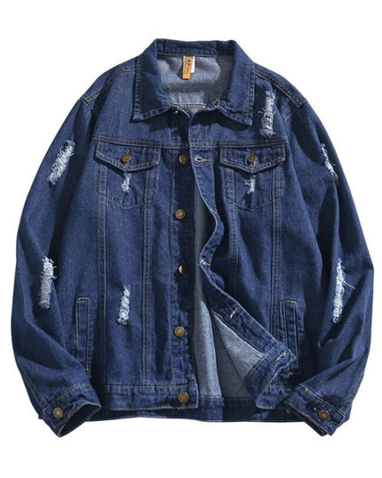 Męska kurtka jeansowa oversize z przetarciami